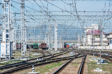 Fototapeta na wymiar Day view of Adler railway station. Sochi.
