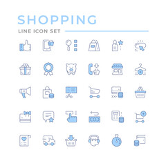 Fototapeta na wymiar Set color line icons of shopping