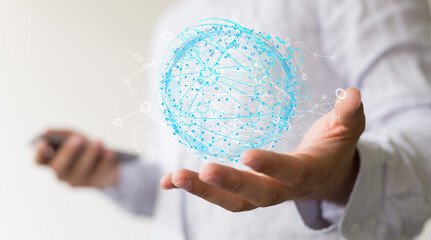Abstract network of physical devices on the Internet using a network connection with statistics...