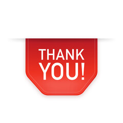 Thank you red ribbon on white background for banner design. Icon for concept design. Business concept. Vector background.