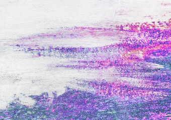 White and purple or pink paint abstract pattern on the wall texture background