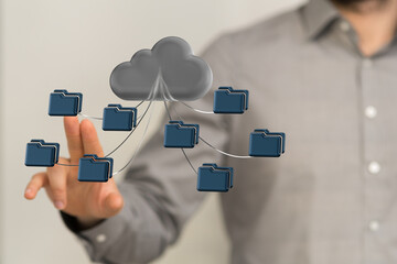 Cloud computing concept.Abstract cloud connection technology background.