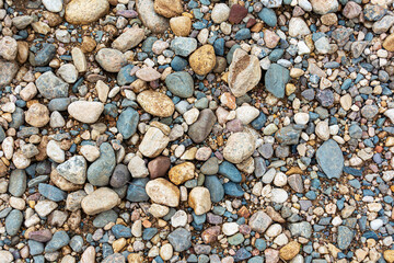 stones and gravel top view. Abstract background for design and project.