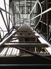 construction crane ladder bottom view silver color