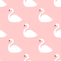 Seamless pattern with swans. Vector background. 