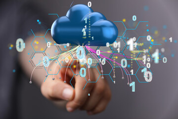 Artificial Intelligence Cloud technology. Integrated digital web concept background