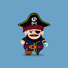 Vector cartoon illustration of cute pirate boy