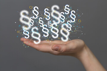 Businessman using 3D rendering digital paragraph law symbol