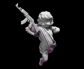 cupid angel for valentines day with  gun 3D render
