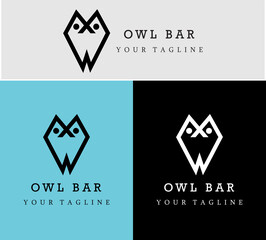owl bar logo template, owl logo design, owl logo icon