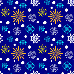 Seamless christmas pattern with multicolored snowflakes