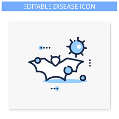 Carrier animal line icon. Disease spreading concept. Covid19, virus disease mutation and transmission. Infection spread, contagious bat. Isolated vector illustration. Editable stroke 