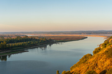 Obraz premium Guadiana view of the border between Portugal and Spain in Juromenha beautiful Alentejo landscape, in Portugal