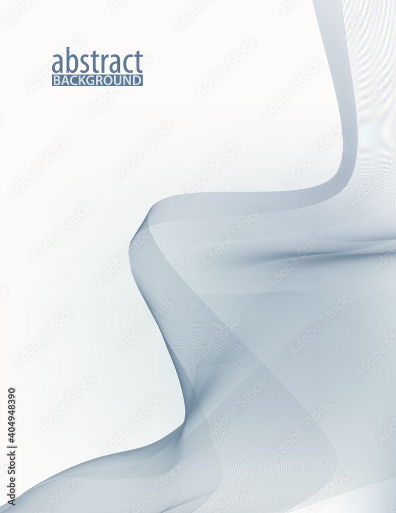 Poster Colorless transparent wavy grey abstraction. Subtle vector graphics