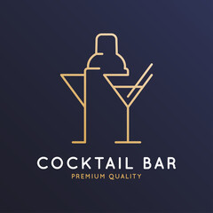 Cocktail bar logo with cocktail shaker and glass - 404950152