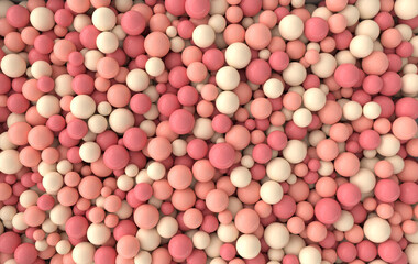 Obraz na płótnie Canvas Colorful balls abstract wallpaper and background. Pattern design for trendy poster, flyer, banner, card, cover, brochure. Plastic bubbles, gum, pastel pink spheres. 3d render