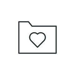 Love folder vector outline icon. isolated on white background. vector