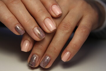 fashion manicure of nails on a beautiful background