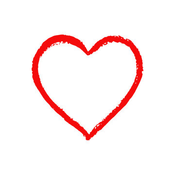 Vector ink red heart shape. Hand-drawn illustration on a white background isolated. Perfect for the design of postcards, posters, textile etc. with free space for text
