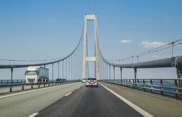 Great Belt Bridge which crossing the North Sea in Denmark