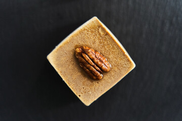 Healthy desserts on a black tray. Proper gluten-free nutrition.
