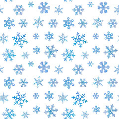 Watercolor pattern with snowflakes.