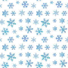 Watercolor pattern with snowflakes.