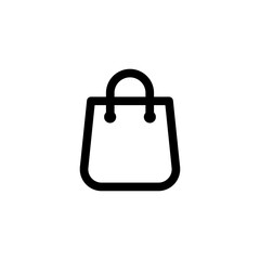 Bag black icon isolated. Gift shop, vector flat