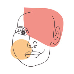 hand drawn modern abstract face icon, colorful design