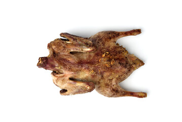 Baked duck isolated on white background.