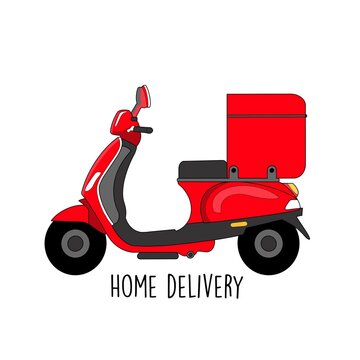 illustration of red motorcycle for home delivery