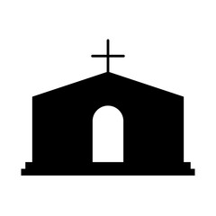church building icon, silhouette style
