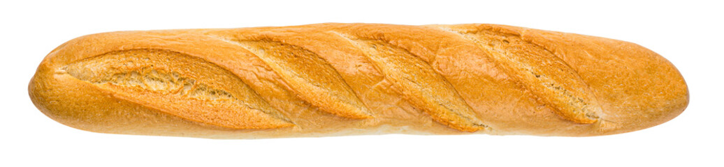French baguette loaf isolated on white background.