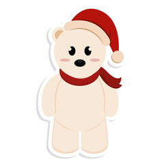 Isolated christmas polar bear. Christmas character - Vector