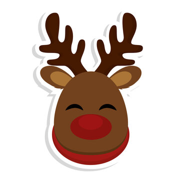 Isolated happy christmas reindeer. Chistmas character - Vector
