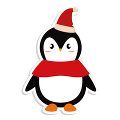 Isolated christmas penguin. Christmas character - Vector illustration