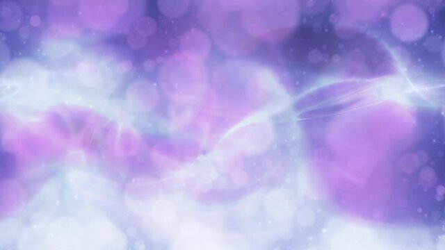 Magic seamless loop violet blue coloured fractal light bokeh with flames or streaks animation background.  Concept screensaver animation.