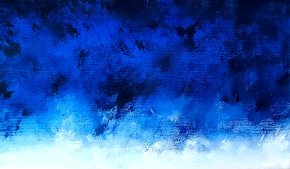 Fototapeta na wymiar Abstract blue hand painted. blizzard snowstorm winter sky background.