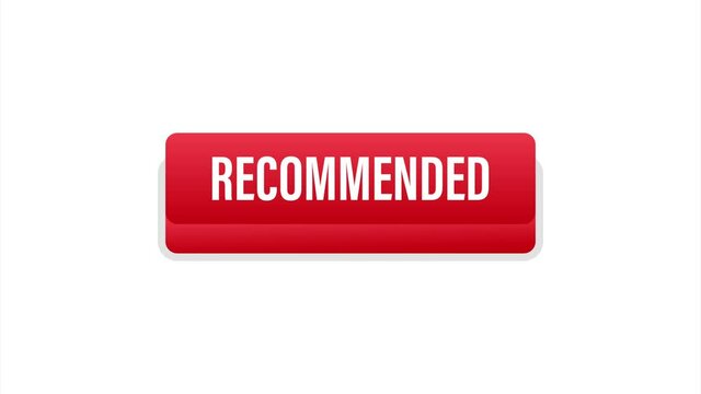 Recommend button. White label recommended on red background. stock illustration.