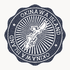 Okinawa Island stamp. Travel rubber stamp with the name and map of island, vector illustration. Can be used as insignia, logotype, label, sticker or badge of the Okinawa Island.