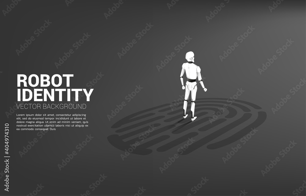 Aufkleber Robot standing on finger scan icon. concept of artificial intelligence and machine learning worker technology