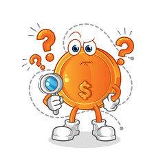 dollar coin searching illustration. character vector