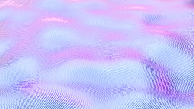 Holographic iridescent background with moire effect. Abstract wavy design wallpaper. 3D rendered image.