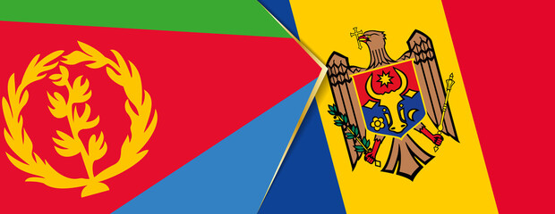 Eritrea and Moldova flags, two vector flags.