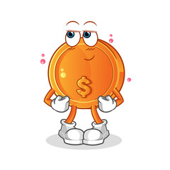 dollar coin shy vector. cartoon character