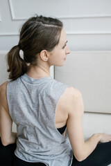 Woman preparing to workout at home