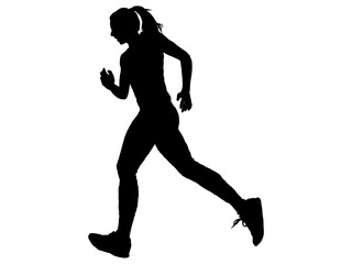 ジョギングをする女性シルエット_横顔2
