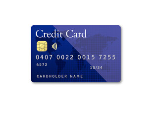 Mockup Blue Credit Card on White Background