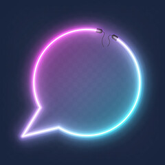 Realistic glowing shape neon quote frame isolated on transparent background. Shining and glowing neon effect with wires, Vector illustration