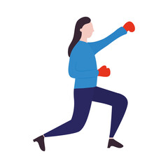 Fototapeta premium cartoon woman with boxing gloves fighting, colorful design